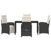 vidaXL Set da Pranzo per Giardino con cuscino 5 pcs Nero polyrattan