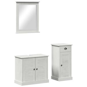 vidaXL Set di mobili per il bagno 3 pcs Bianco Antico Pino massello