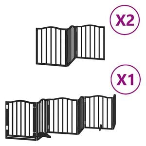 vidaXL Cancello Cani Porta Pieghevole Nero 12 Pannelli 600 cm Pioppo