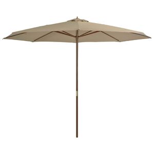 vidaXL Ombrellone da Esterni con Palo in Legno 350 cm Grigio Talpa