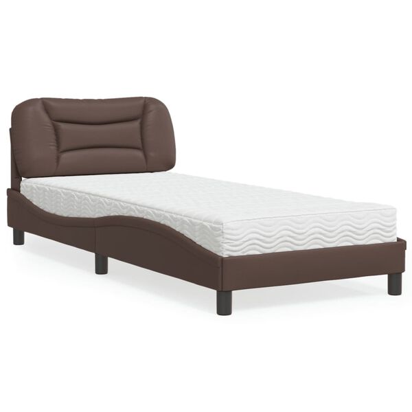 vidaXL Letto con Materasso Hvar Marrone 90x190 cm in Similpelle