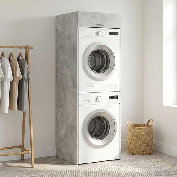 vidaXL Mobiletto per lavatrice Calcestruzzo 67,5 x 68 x 200 cm