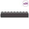 vidaXL Bordure per prato 20 pcs Nero 103 x 0,05 x 22 cm Acciaio