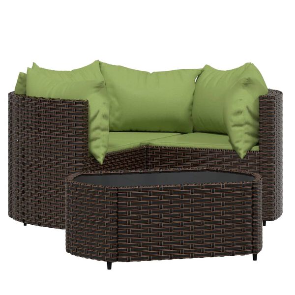 vidaXL Set Mobili da Giardino 4 pz con Cuscini in Polyrattan Marrone