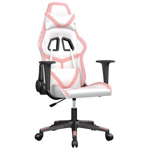 vidaXL Sedia da Gaming Bianco e Rosa in Similpelle