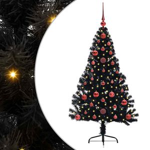 vidaXL Albero di Natale artificiale con luci integrate Nero 120 cm PVC