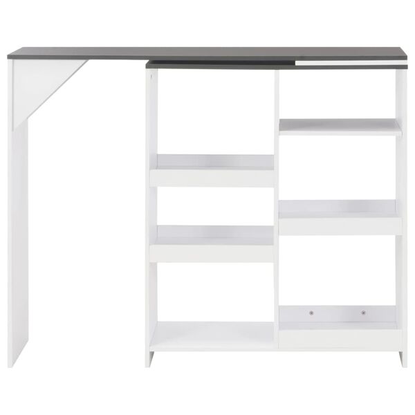 vidaXL Tavolo da Bar con Scaffale Mobile Bianco 138x39x110 cm