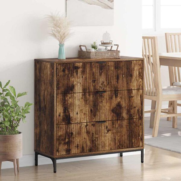 vidaXL Credenza Rovere fum&eacute; 79,5 x 33 x 82 cm Legno multistrato