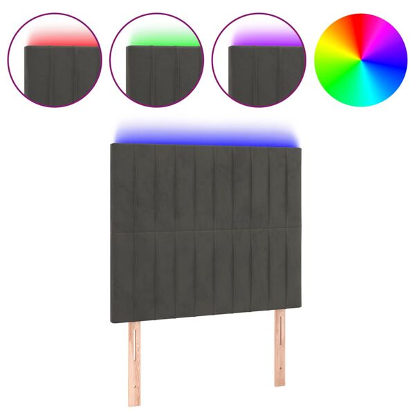 vidaXL Testiera a LED Grigio Scuro 90x5x118/128 cm in Velluto