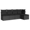 vidaXL Set Divani da Giardino 5 pz con Cuscini in Polyrattan Nero