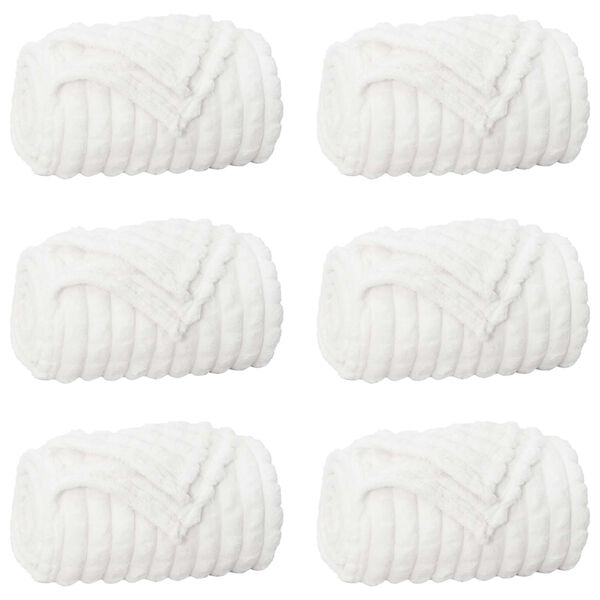 vidaXL Coperte da Pile 6 pcs Bianco 150 x 130 cm Panno