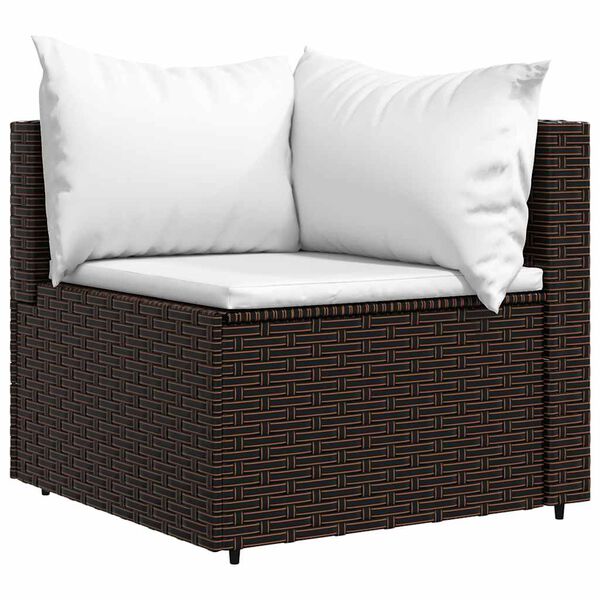 vidaXL Divani Angolari da Giardino con Cuscini 2pz Polyrattan Marrone