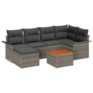 vidaXL Set Divano da Giardino 7 pcs Grigio polyrattan