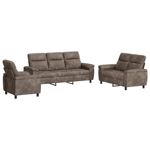 vidaXL Set di divani 3 pcs Grigio Chiaro Pelle Scamosciata Sintetica