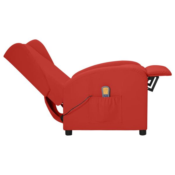 vidaXL Poltrona Wing Back Massaggiante Rosso Vino in Similpelle