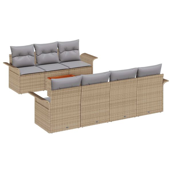 vidaXL Set Divano da Giardino con cuscino 8 pcs Beige polyrattan