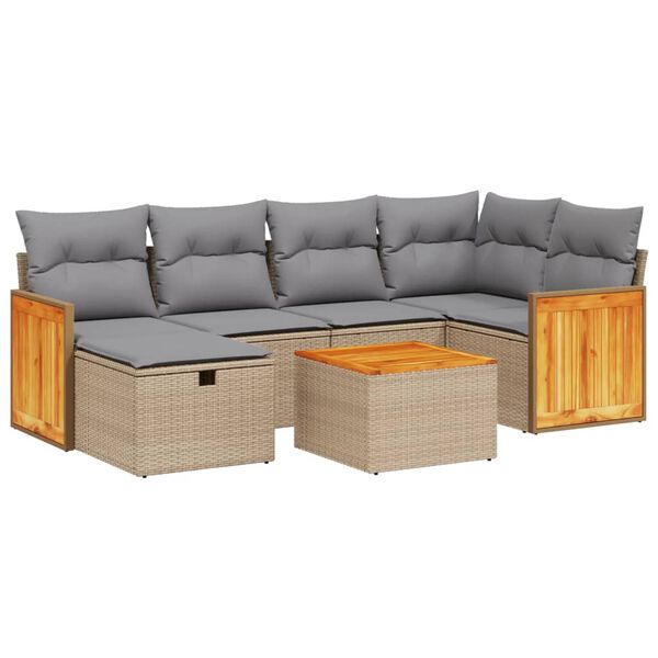 vidaXL Set Divano da Giardino 6 pz con Cuscini Beige Misto Polyrattan
