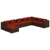 vidaXL Set Divani da Giardino 8 pz con Cuscini in Polyrattan Marrone