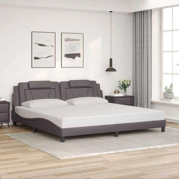 vidaXL Giroletto Viana senza Materasso Grigio 200x200 cm in Similpelle