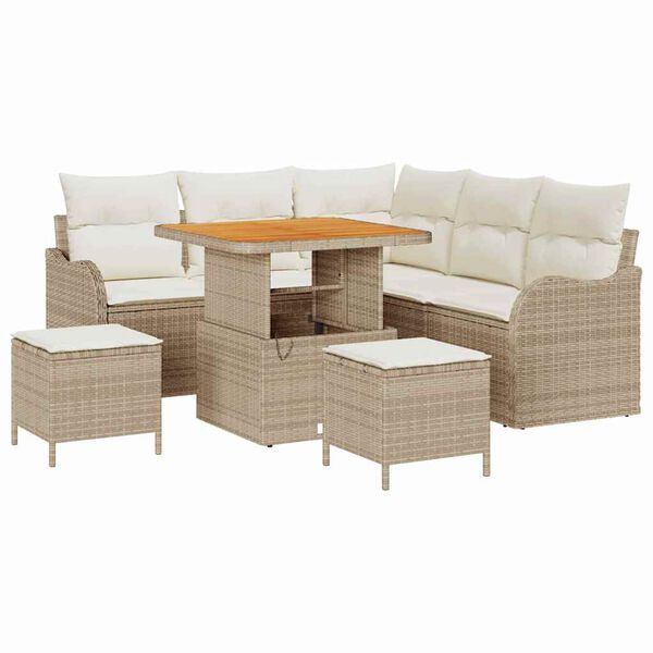vidaXL Set Divano da Giardino con cuscino 8 pcs Beige polyrattan