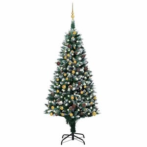 vidaXL Albero di Natale Artificiale con LED e Set di Palline e Pigne 210 cm
