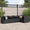 vidaXL Set Divani da Giardino 5 pz con Cuscini Nero in Polyrattan