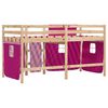 vidaXL Letto a Soppalco con Tende Bambini Rosa 90x200 cm Massello Pino