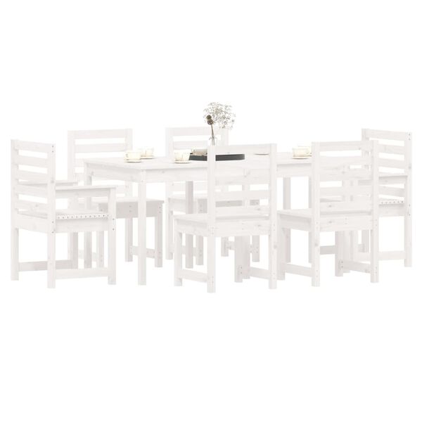 vidaXL Set da Pranzo per Giardino 7pz Bianco in Legno Massello di Pino