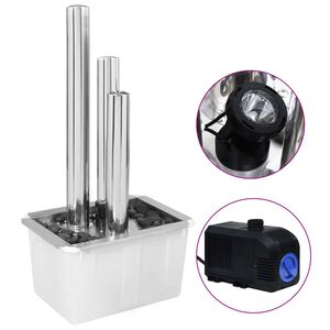 vidaXL Fontana da Giardino Argento 48x34x88 cm in Acciaio Inox