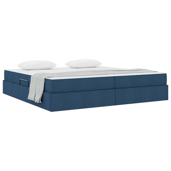 vidaXL Letto con contenitore e materasso Blu 200 x 200 cm Poliestere