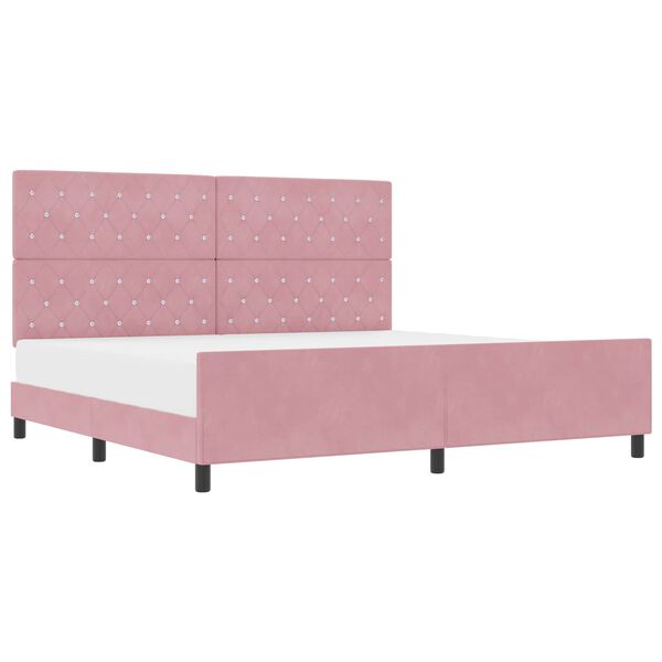 vidaXL Letto a molle con testiera Rosa 200 x 200 cm Velluto