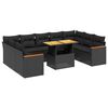 vidaXL Set Divani da Giardino 10pz con Cuscini in Polyrattan Nero