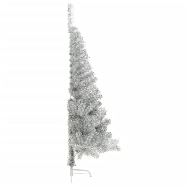 vidaXL Albero di Natale a Metà con Supporto Argento 180 cm PET