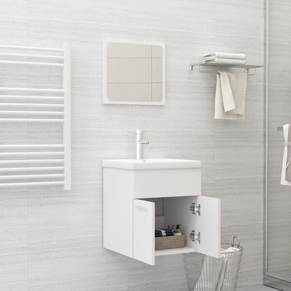 vidaXL Set Mobili da Bagno Bianco in Legno Multistrato