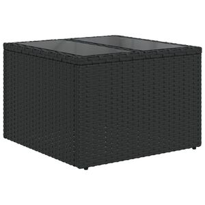 vidaXL Tavolo da giardino con piano in vetro nero 55x55x37 cm in polyrattan