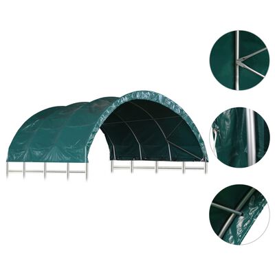 vidaXL Tenda per Bestiame in PVC 3,7x3,7 m Verde