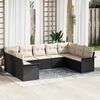 vidaXL Set Divano da Giardino con cuscino 9 pcs Nero polyrattan