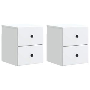 vidaXL Mobiletto da notte a muro 2 pcs Bianco 34,5 x 33 x 40 cm