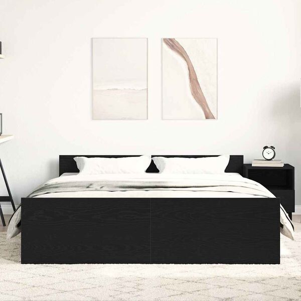 vidaXL Giroletto senza Materasso Rovere Nero 150x200 cm Truciolato