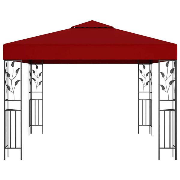 vidaXL Gazebo con Stringa di Luci LED 3x3 m Rosso Vino