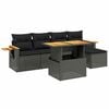vidaXL Set Divano da Giardino 6 pz con Cuscini Nero Polyrattan Acacia