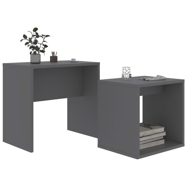 vidaXL Set Tavolini da Salotto Grigio 48x30x45 cm in Legno Multistrato