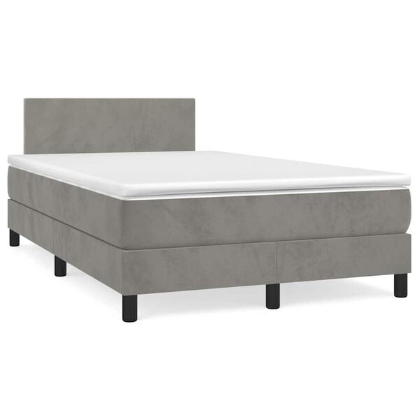 vidaXL Letto a Molle con Materasso e LED Grigio Chiaro 120x190 cm Velluto