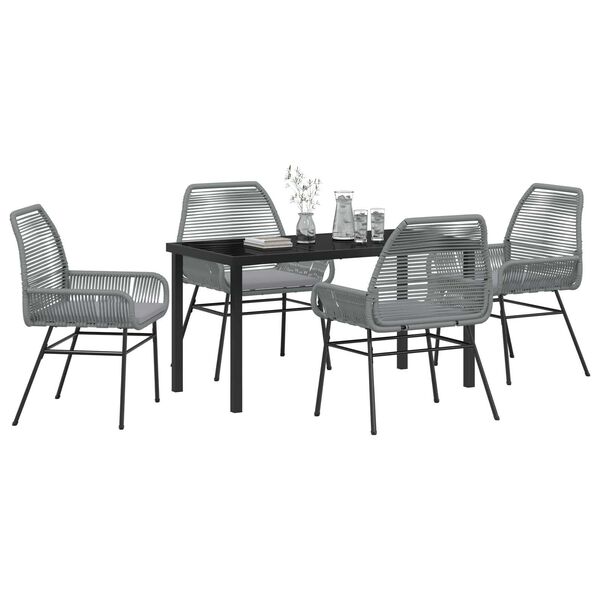 vidaXL Set da Pranzo per Giardino con cuscino 5 pcs Grigio polyrattan