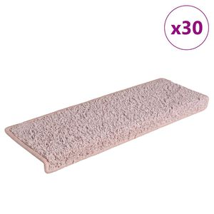 vidaXL Tappetini per scale 30 pz 65x21x4 cm Bianco e Rosa Bordo rettangolare