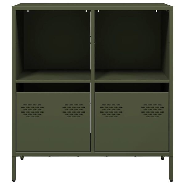 vidaXL Credenza Verde Oliva 68x39x73,5 cm in Acciaio Laminato a Freddo