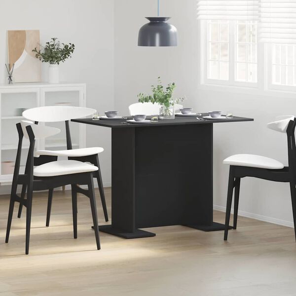 vidaXL Tavolo da pranzo Nero 110 x 60 x 75 cm Legno multistrato