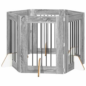 vidaXL Cancello per cani con supporti 6 pcs Grigio Sonoma 60 x 80 cm