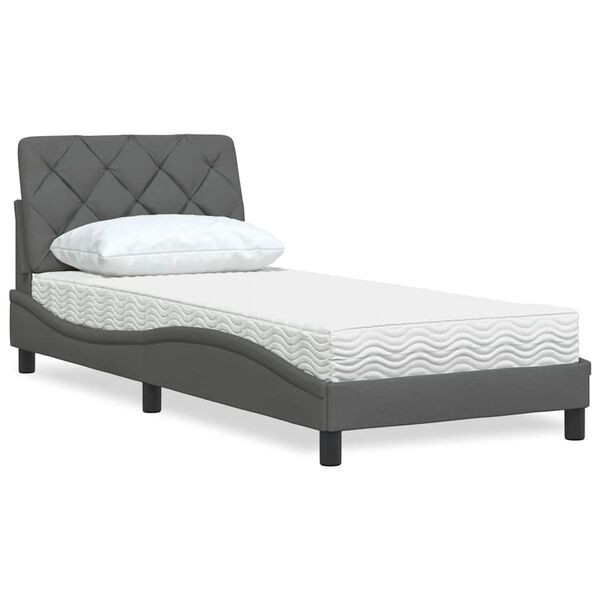 vidaXL Letto con Materasso Grigio Scuro 80x200 cm in Tessuto