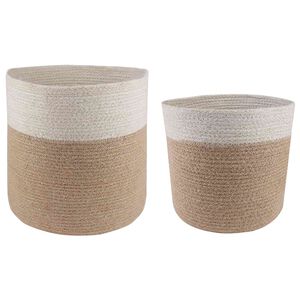vidaXL Set di Vasi per Piante 2 pz Naturale e Bianco &Oslash; 28 x 28 cm